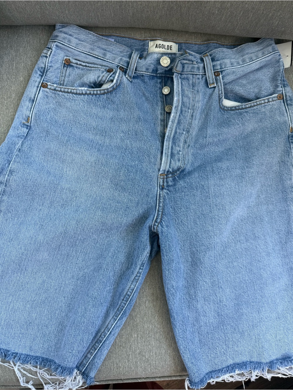 AGOLDE 90’s long shorts Bermuda 27 denim light wash - Picture 6 of 11